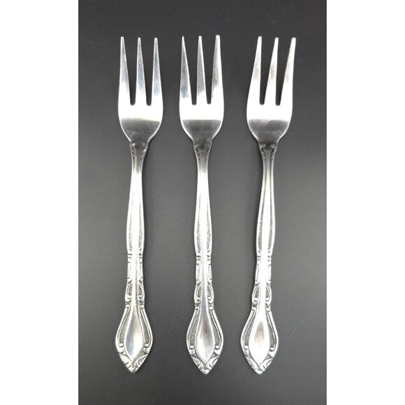 Vintage Korea Rogers Auberge Stainless Steel Forks Set Of 3 Ornate design - Picture 1 of 6